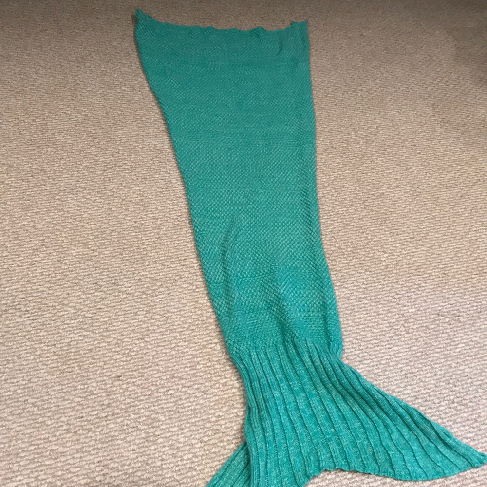 Ashley Bridget Original mermaid blanket aqua green